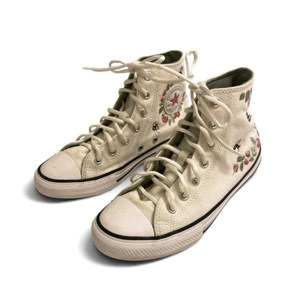 CONVERSE Chuck Taylor Embroidered Berries & Bees Shoes Cream Youth Size 3 325416 - Picture 7 of 13